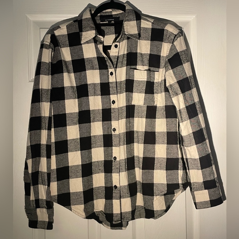 Olivaceous Black and White Checker Button Down